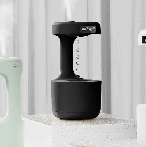 Anti-Gravity Water Drop Humidifier With Clock