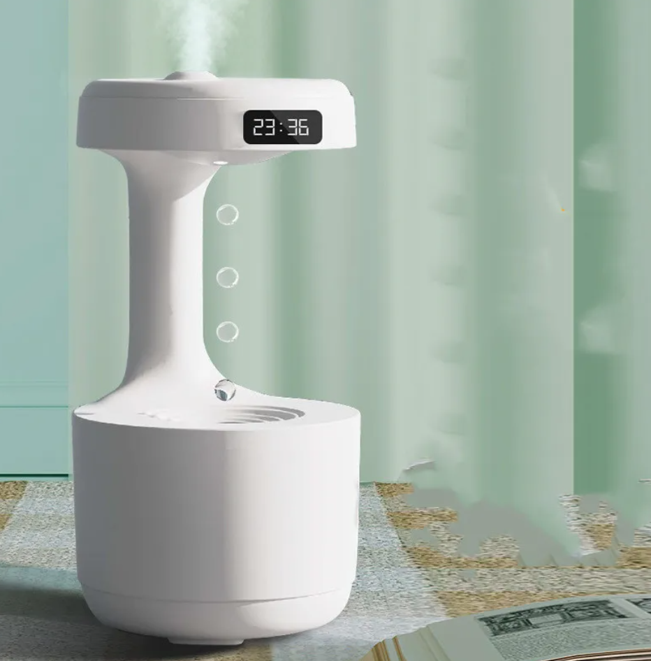Anti-Gravity Water Drop Humidifier With Clock